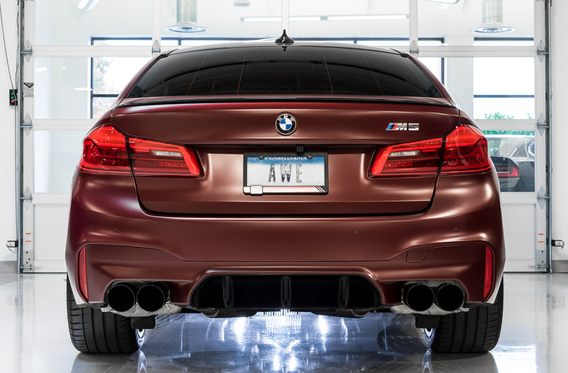 AWE Tuning 18-19 BMW F90 M5 Track Edition Axle-Back Exhaust- Black Diamond Tips - 3020-43077