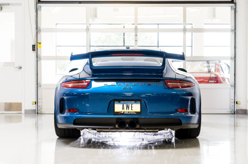 AWE Tuning Porsche 991 GT3 / RS Center Muffler Delete - Diamond Black Tips - 3010-33044
