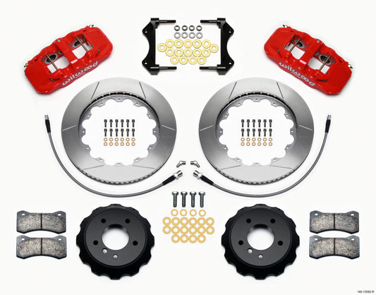 Wilwood AERO6 Front Hat Kit 14.00 Red 2007-2011 BMW E90 Series w/Lines - 140-13582-R