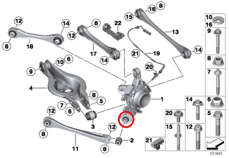 SPL Parts 2010+ BMW F2x 2 Series / 2011+ BMW F3 X 3 & 4 Series Rear Traction Arm Knuckle Bushing - SPL RKB F3X