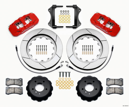 Wilwood AERO6 Front Hat Kit 15.00 Red 2007-2011 BMW E90 Series w/Lines - 140-13919-R