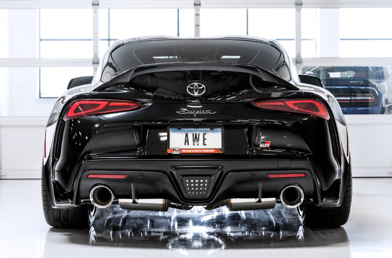 AWE Tuning 2020 Toyota Supra A90 Non-Resonated Touring Edition Exhaust - 5in Diamond Black Tips - 3020-33072