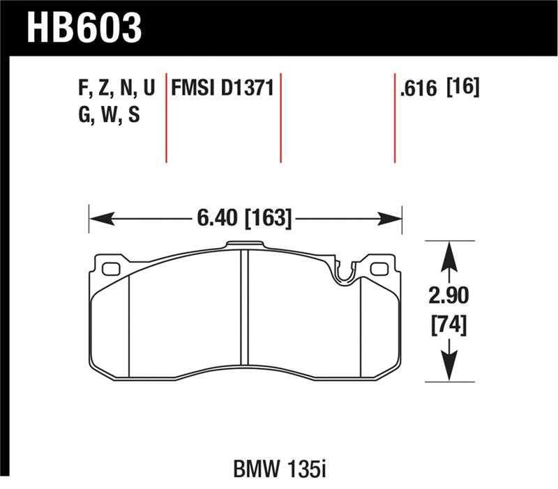 Hawk BMW 135i DTC-60 Race Front Brake Pads - HB603G.616
