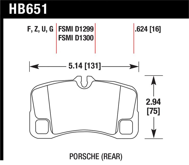 Hawk 07-08 Porsche 911 Turbo/911 GT3/911 GT3 CUP Rear Ceramic Street Brake Pads - HB651Z.624