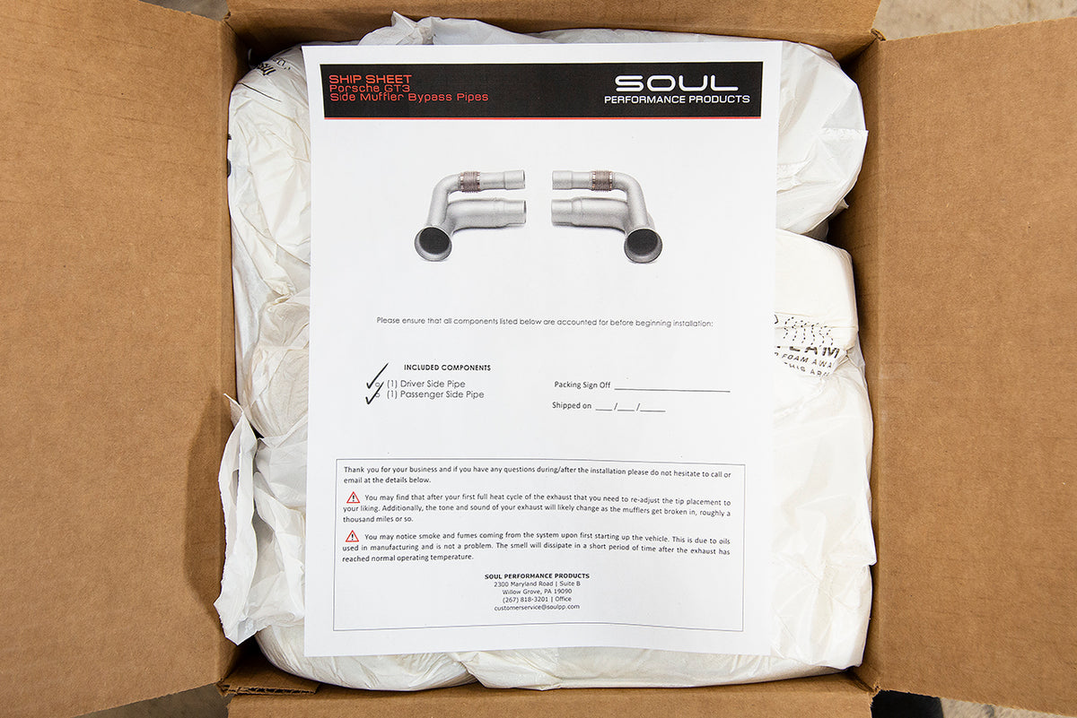 SOUL Porsche 991 GT3 / GT3 RS / 911R Valved Side Muffler Bypass Pipes