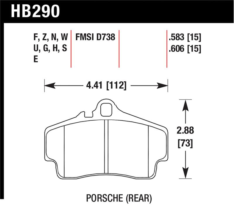 Hawk Performance 07-12 Porsche Boxster S HT-10 Race Rear Brake Pads - HB290S.583