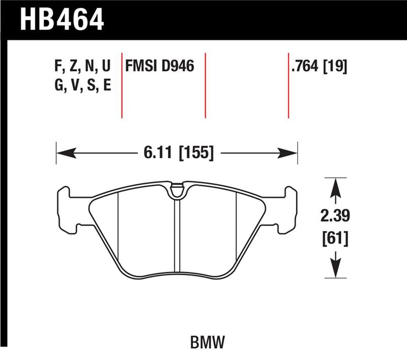 Hawk BMW 330Ci/330i/330Xi/M3/X3/Z4 DTC-70 Front Race Pads - HB464U.764