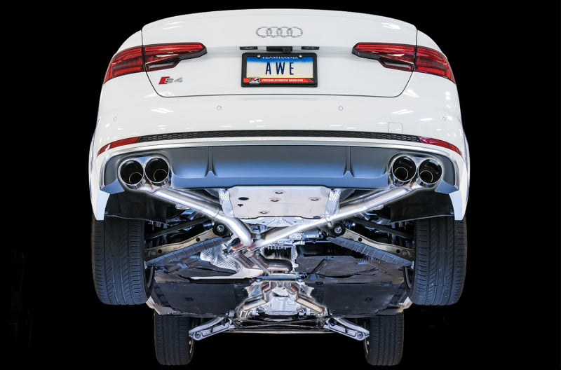AWE Tuning Audi B9 S4 Track Edition Exhaust - Non-Resonated (Black 102mm Tips) - 3010-43048