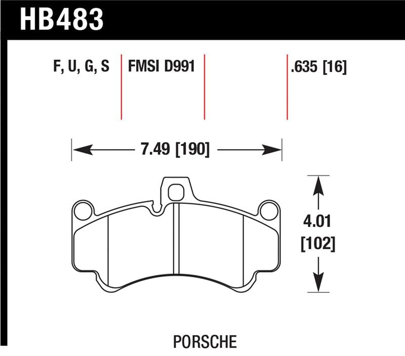 Hawk 08 Porsche 911 Targa 4/4S/03-05 911 GT2/04-08 GT3/07-08 Turbo DTC-70 Race Front Brake Pads - HB483U.635