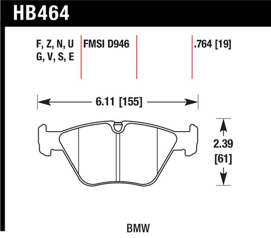 Hawk 01-06 BMW 330Ci / 01-05 330i/330Xi / 01-06 M3 DTC-60 Race Front Brake Pads - HB464G.764